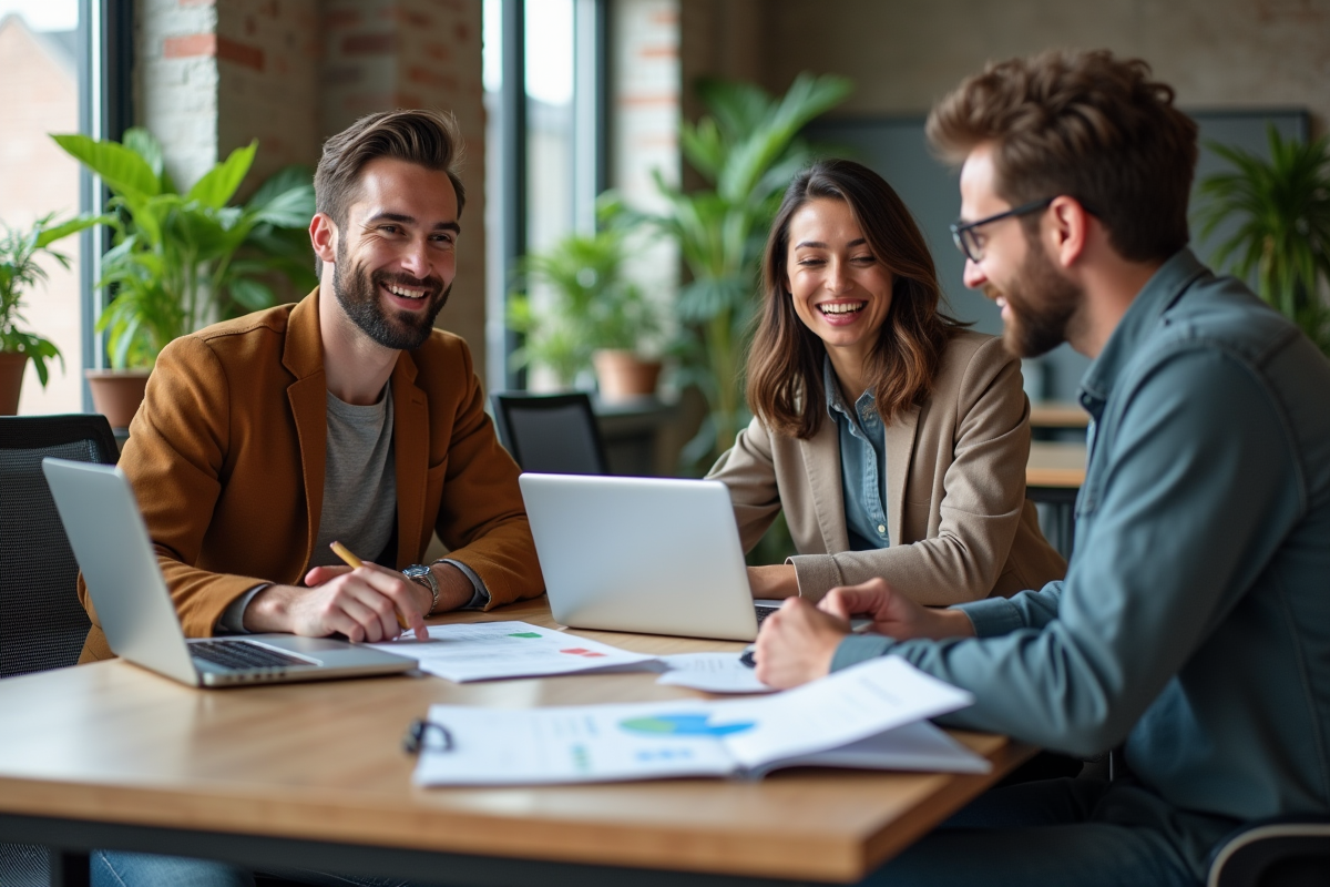 Groupe de jeunes adultes collaborant autour d
