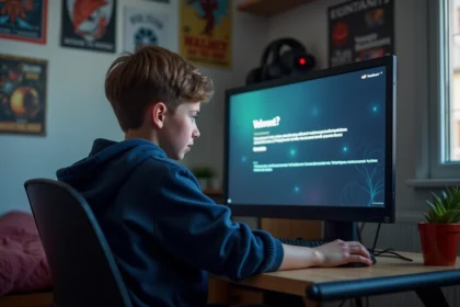 Adolescent en hoodie regardant un écran d'erreur Valorant