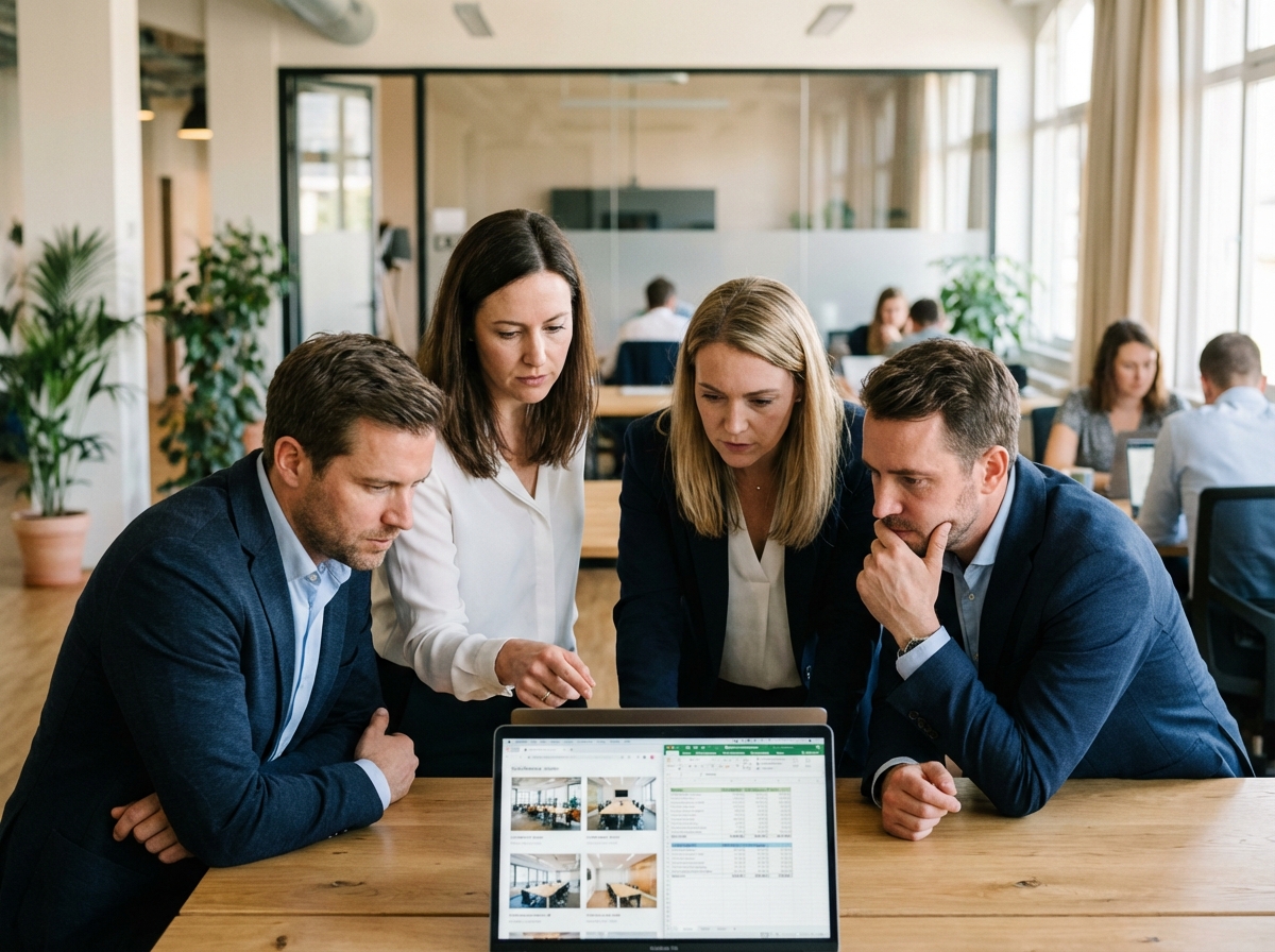 Groupe de professionnels en réunion dans un bureau moderne
