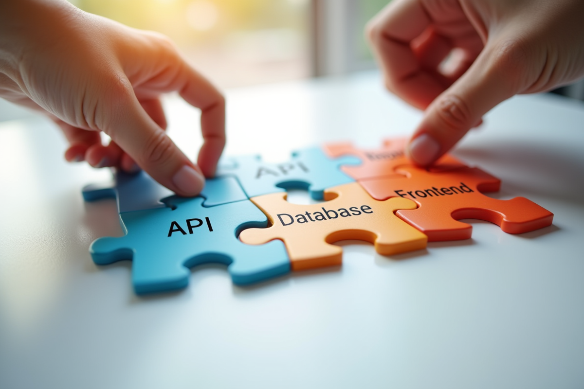 Mains connectant des pièces de puzzle API et base de données