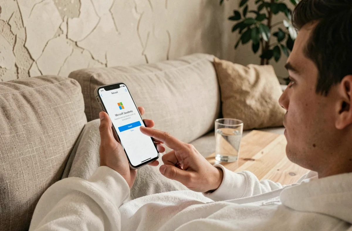 Jeune personne sur le point de confirmer la suppression de son compte Microsoft depuis un smartphone